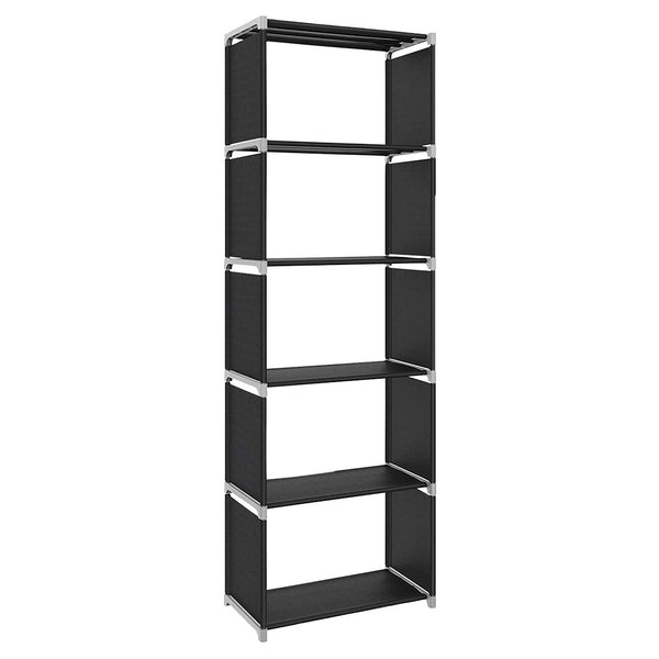 acquista Libreria Scaffale 5 Ripiani Componibile 50x30x180 cm in Tessuto TNT Nero