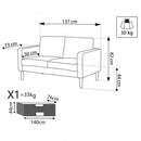 Divano 2 Posti Ramsey 137x73x82 h cm in Tessuto Grigio scuro
