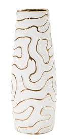Vaso Lia Ø14,5x39,5 cm in Ceramica Bianco e Oro      