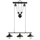 Lampada da Soffitto 3 Paralumi E27 in Metallo 90x22x180 cm  Nero