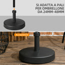 Base per Ombrellone da Giardino Ø45x33 cm Palo 24-48 mm  in Plastica Nero