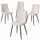 Set 4 Sedie Piedi Neri e Seduta Ergonomica con Rivestimento in Velluto Beige     