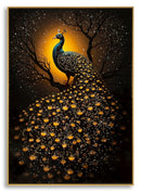 Stampa Decorata su Tela Laccata con Cornice Peacock 70x4x100 cm in Abete e Tela e Plastica      