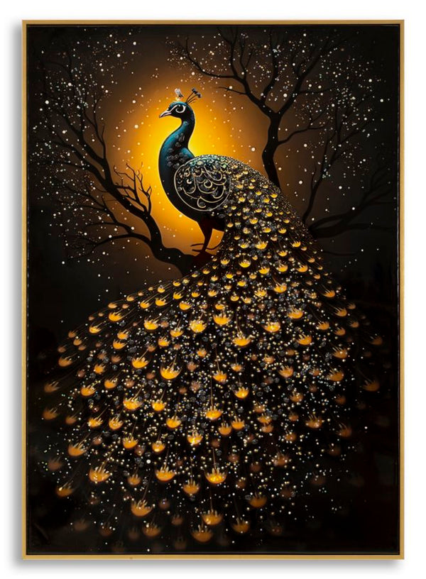 Stampa Decorata su Tela Laccata con Cornice Peacock 70x4x100 cm in Abete e Tela e Plastica online