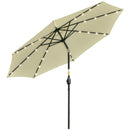 Ombrellone da Giardino Inclinabile Ø265 cm con 32 Luci LED Solari e Manovella Beige      