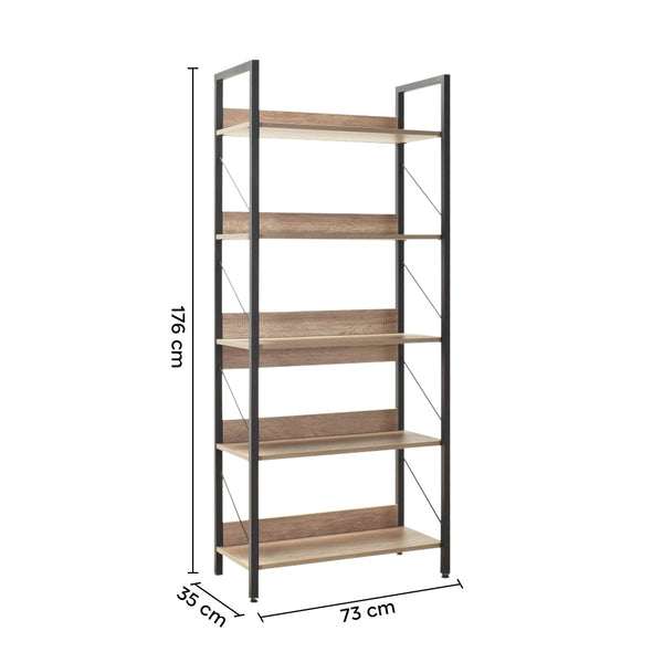 Libreria in Legno 73x176x35 cm Scaffale 5 Ripiani per Ufficio Rovere online