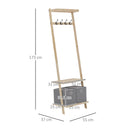 Appendiabiti per Ingresso 55x37x173 cm in Legno Naturale