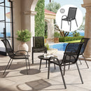 Set 4 Sedie da Giardino 54x71x93 cm Impilabili in Acciaio e Tessuto a Rete Traspirante Nero   