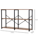 Scaffale 3 Ripiani in Acciaio e Legno 120x30x76 cm  Marrone