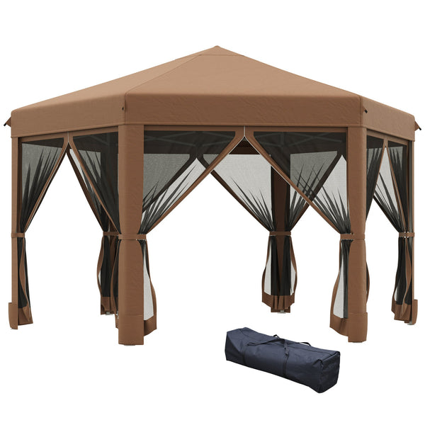 Gazebo da Giardino Pieghevole 3,6x3,6m in Acciaio e Poliestere Marrone prezzo