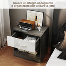 Comodino con Cassetto e Ripiano Aperto 39x28x41 cm in Legno Bianco e Grigio Scuro   
