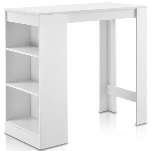 Tavolo Consolle Alto da Bar con 3 Ripiani Bianco Penisola Cucina sconto