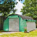 Serra a Tunnel 4x3 m con Rete Ombreggiante Extra Finestre e Ingresso a Zip in PE e Acciaio Verde      