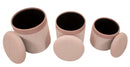 Puff con Contenitore Cortina Rosa Set 3 Pz Ø40,5x49,5 cm - Ø35x42 cm - Ø31x38 cm in MDF e Spugna e Poliestere Rosa      