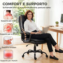 Sedia Ufficio Girevole 66x70x109-119 cm Funzione Dondolo Schienale Alto Capacità 120kg in Pelle PU Nero      
