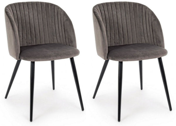 Set 2 Sedie 53x57x81,5h cm Queen Velvet Grigio Cadetto acquista