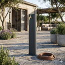 Fontana da Giardino Design a Colonna Ovale Rubinetto in Ottone Senza Base Antracite