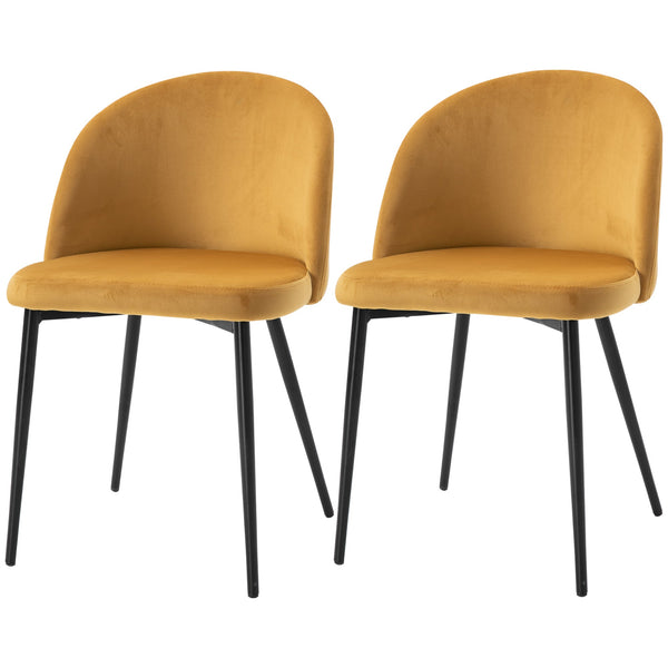 Set 2 Sedie Imbottite 49x50x77 cm in Velluto Giallo acquista