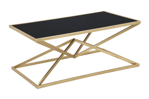 online Tavolo da Caffé Piramid 110x60x45 cm in Ferro e Vetro Oro e Nero