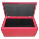 Baule Cassapanca Pouf Contenitore in Similpelle e Cristalli Renier Rosso