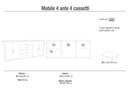 Mobile Basso 4 Ante 4 Cassetti 203x84x41 cm Cemento/Ossido Bianco