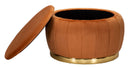 Puff Contenitore Paris Ø72x43 cm in Legno Spugna e Poliestere Arancione e Oro