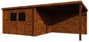 Casetta Box da Giardino per Attrezzi 6,05x2,98m Senza Pavimento con Tettoia in Legno Abete 28mm Eden Trattata