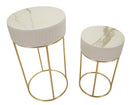 Tavolinetti Alti Wedding Rotondi Set 2 Pz Ø50x90 cm - Ø40x70 cm in Pino e MDF e Metallo      