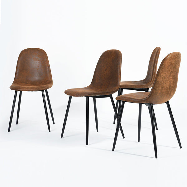 acquista Set 4 Sedie per Sala da Pranzo Marrone con Gambe Acciaio Nero Seduta Ergonomica