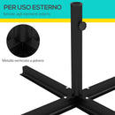 Base per Ombrellone a Croce 100x100x75 cm in Acciaio Nero   