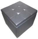 Cubo Pouf Contenitore in Similpelle e Cristalli Renier Argento