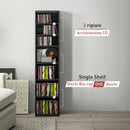 Libreria Porta CD e DVD 33x24x140 cm con 6 Ripiani Regolabili Nero   