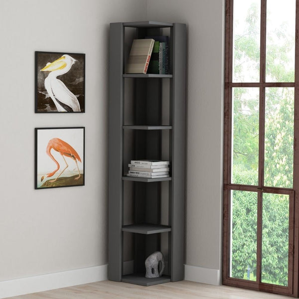 Libreria angolare 34x34x161 cm Nati antracite 5 ripiani acquista