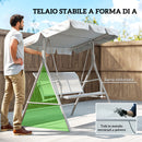Dondolo da Giardino 3 Posti 171x108x154 cm con Tetto Parasole Rimovibile Grigio Chiaro      