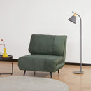 Poltrona Letto Singolo Trasformabile 82x89x83 cm in Legno e Acciaio Tessuto Velluto a Coste Verde