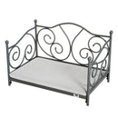 Lettino Cuccia per Cani e Gatti Struttura in Metallo con Cuscino Grigio 65x42x42 cm 
