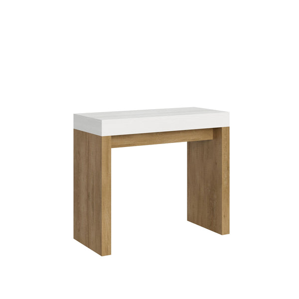 Consolle Allungabile 90-300x40x77 cm in Nobilitato Bianco e Marrone prezzo