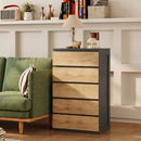 Cassettiera 5 Cassetti 60x39x100 cm con Guide in Metallo e Maniglie Scanalate in Legno Nero e Rovere      