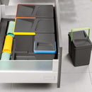 Base 3 Posti per Pattumiera Differenziata per Cassetti Cucina 90 cm in Plastica Emuca Grigio