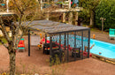 Pergola da Giardino 3,6x6 m in Alluminio con 5 Pannelli Moucharabieh Grigio Antracite 