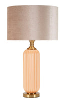 Lampada da Tavolo Perly Ø35,5x64 cm in Vetro e Ferro e Tessuto Perla e Oro      
