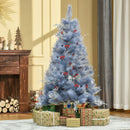 Albero di Natale Artificiale 150 cm 222 Rami con Foglie Argentate e Bacche Rosse