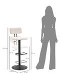 Sgabello Bar Light Bianco 41x47,5x85 cm in Ferro e Compensato e Spugna e Poliestere Nero e Bianco      