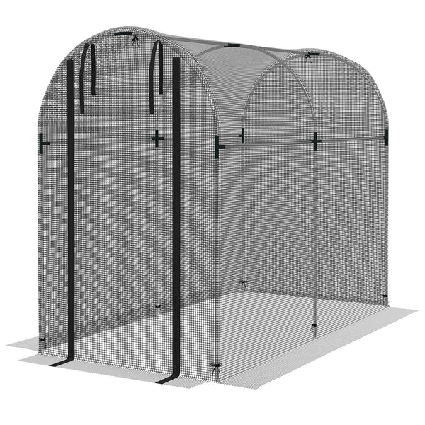 Serra a Tunnel per Piante con Rete e Porta a Cerniera 1,2x2,4x1,9m Nero prezzo