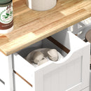 Carrello da Cucina 67x37x85,5 cm con 3 Cassetti e 3 Ripiani Aperti in Legno Bianco      