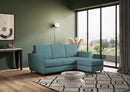 Divano 3 Posti con Pouf 212x155x85 cm Yasel in Tessuto Petrolio