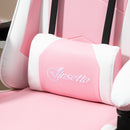 Sedia Gaming Ergonomica Reclinabile con Poggiatesta, Cuscino Lombare, Altezza Regolabile, Rosa e Bianco      