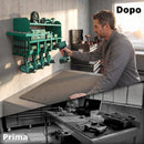 Porta Attrezzi da Parete 61,8x23x32,7 cm con Supporto per 5 Trapani Elettrici e Vassoio Laterale in Metallo Verde      