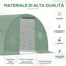 Serra a Tunnel 450x300x200 cm Porta Avvolgibile e 6 Finestre Verde