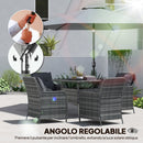 Ombrellone da Giardino 3x3 m Inclinabile con Apertura a Manovella in Metallo e Poliestere Grigio      